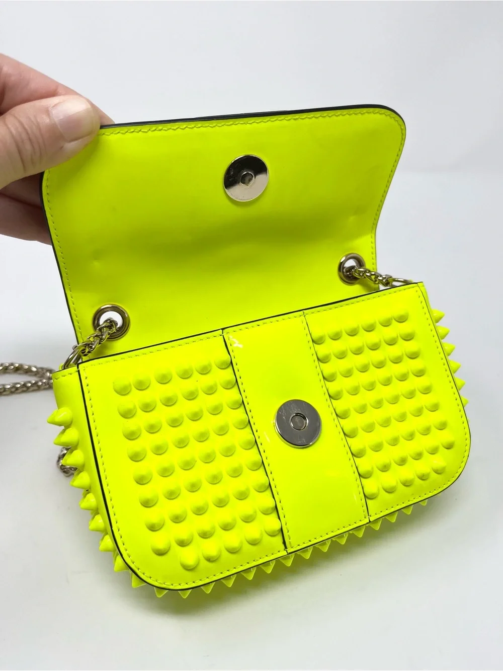 Christian Louboutin Sweet Charity Yellow Studded Mini Crossbody Shoulder Bag